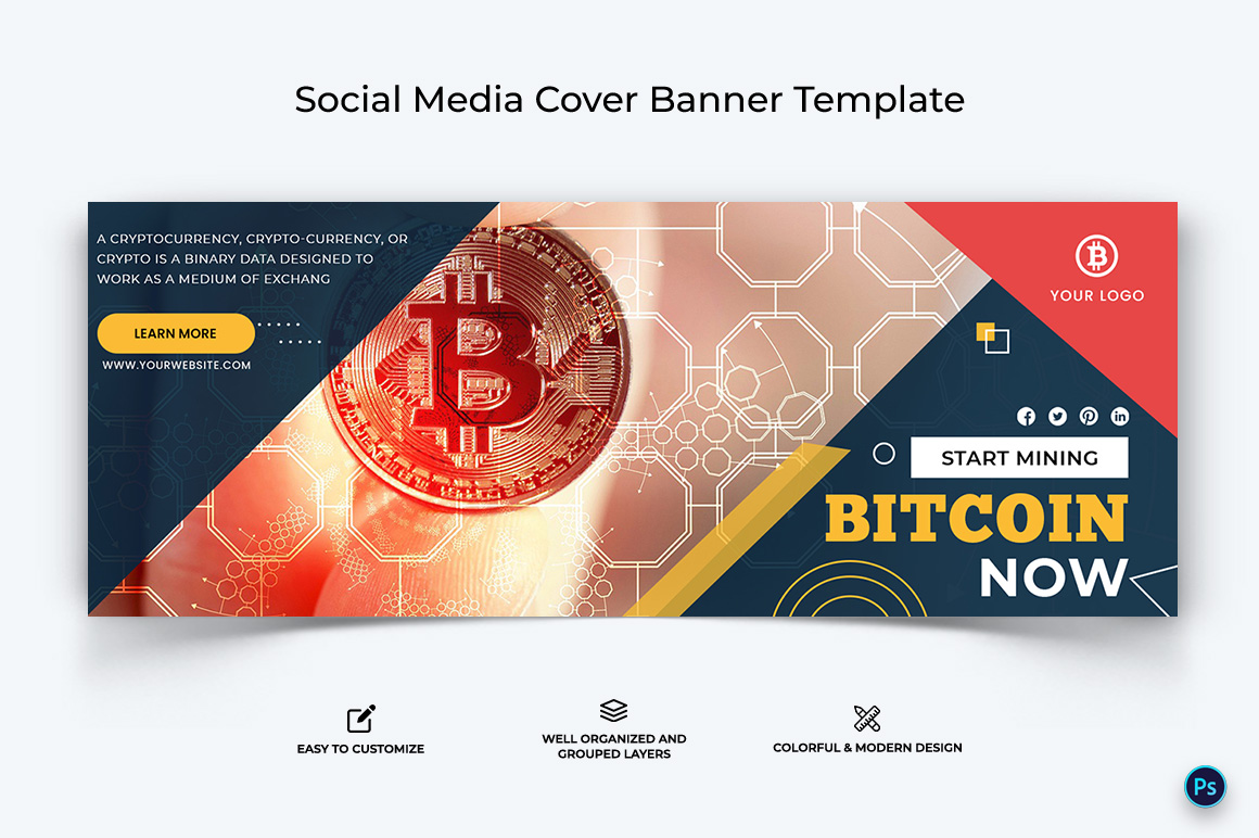 Crypto Currency Facebook Cover Banner Template-28