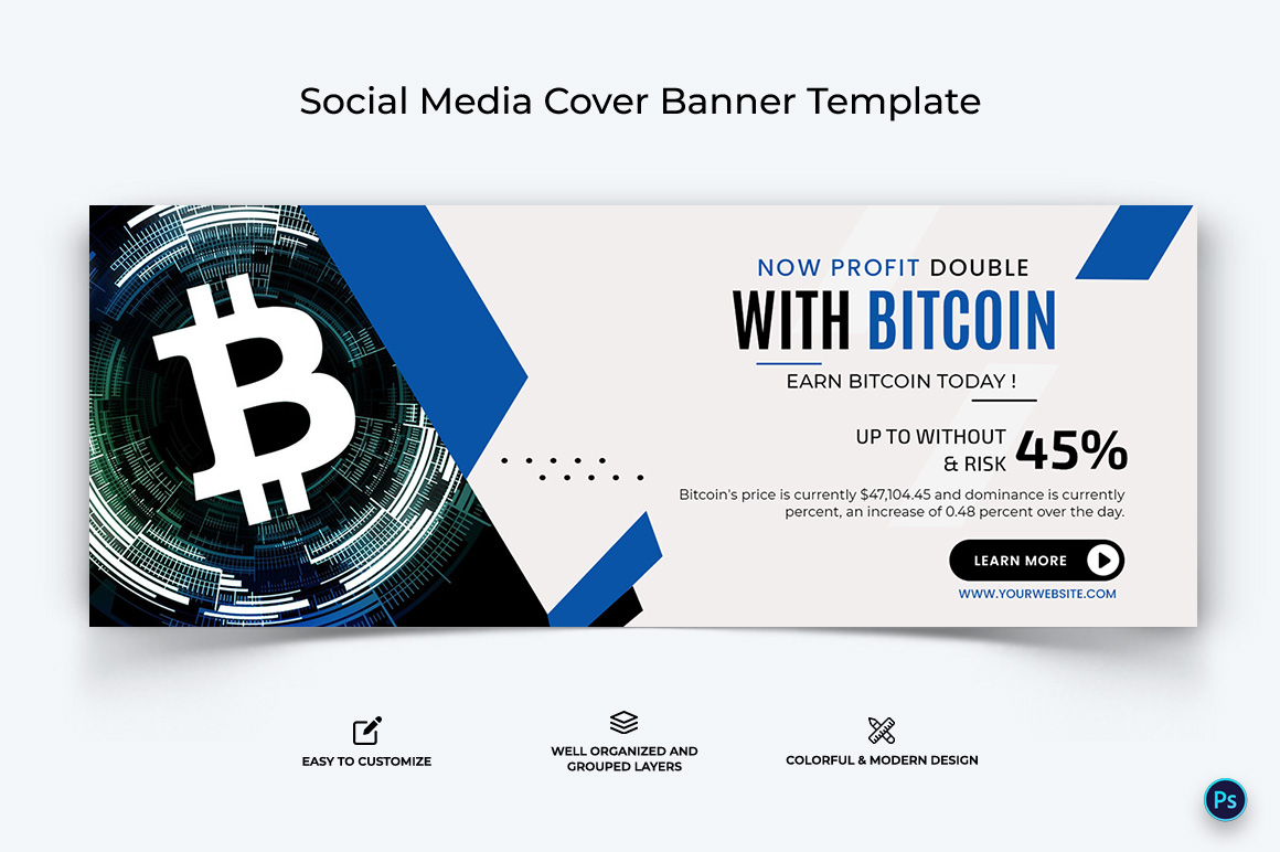 Crypto Currency Facebook Cover Banner Template-30