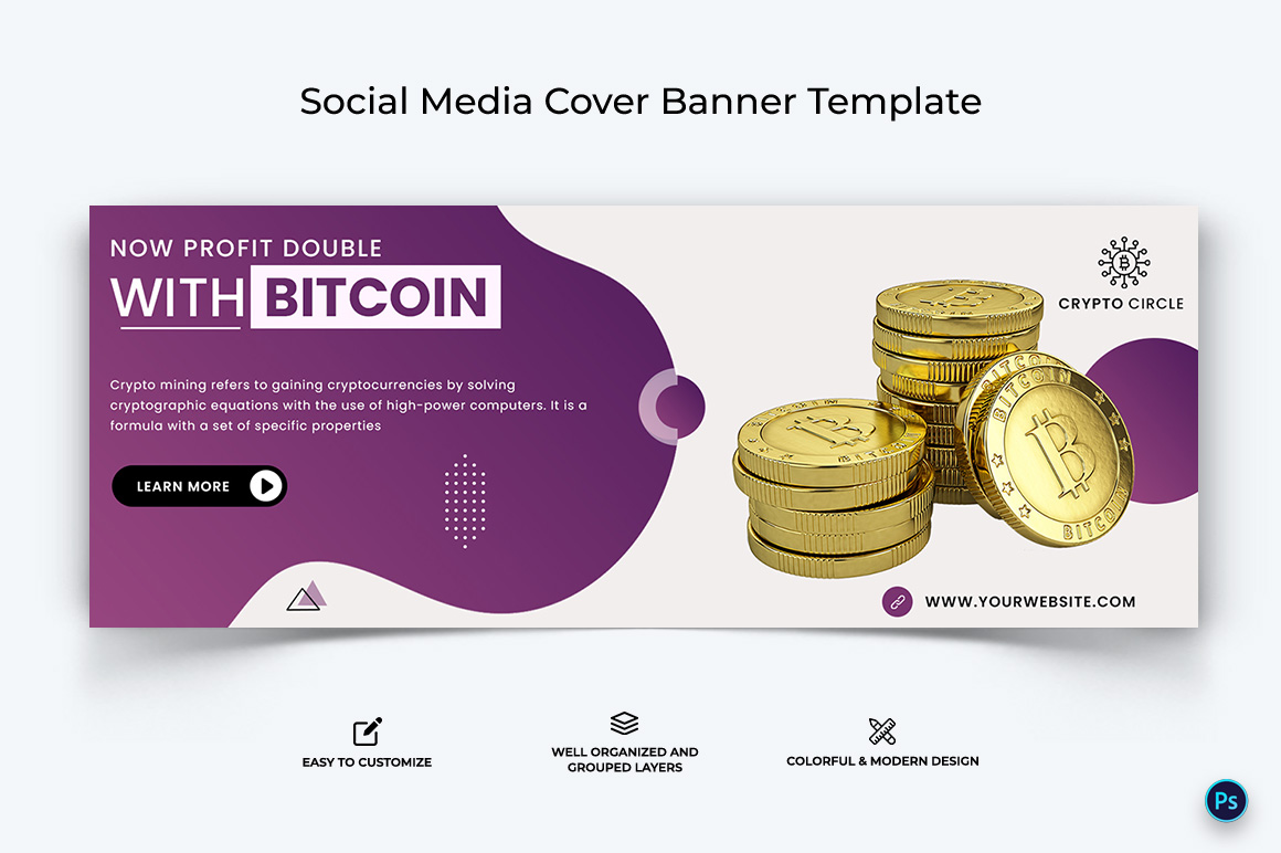 Crypto Currency Facebook Cover Banner Template-31