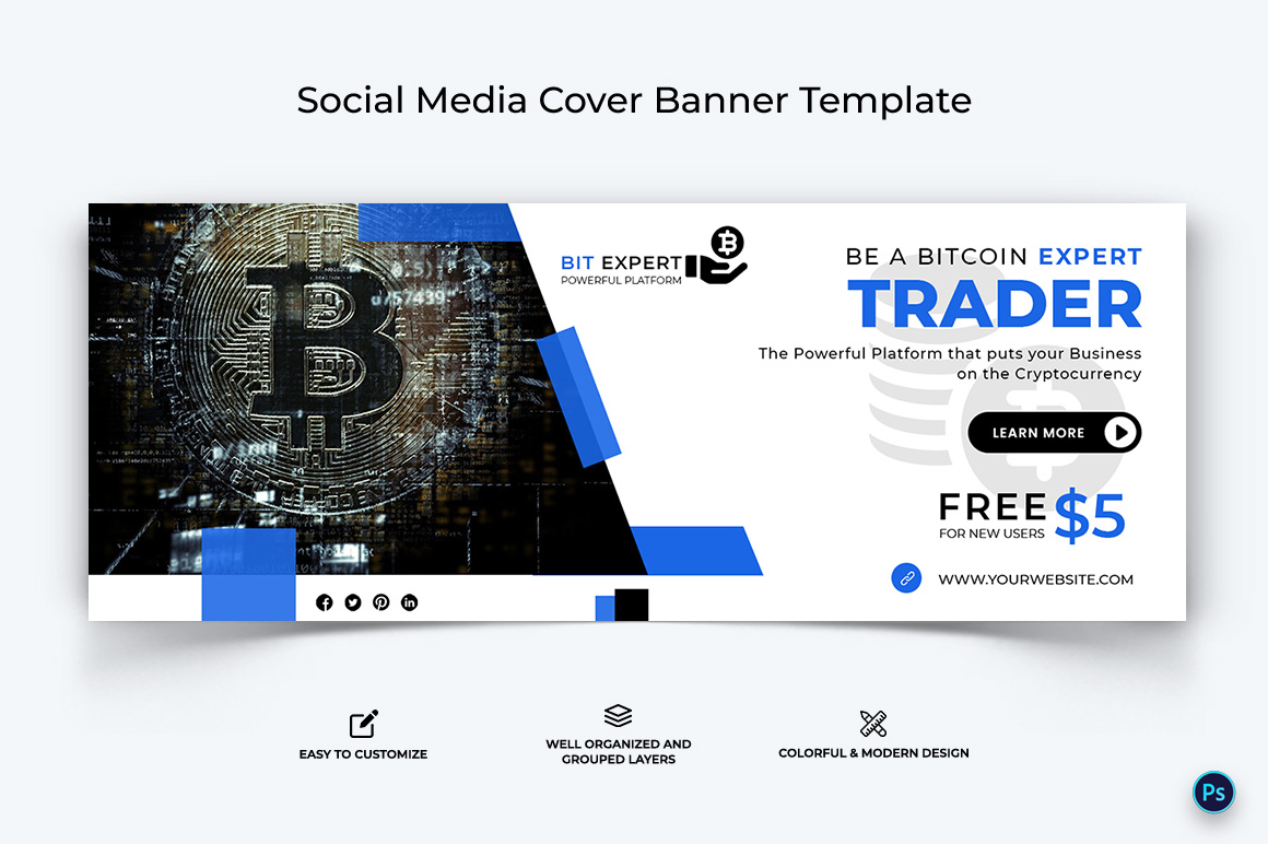 Crypto Currency Facebook Cover Banner Template-33