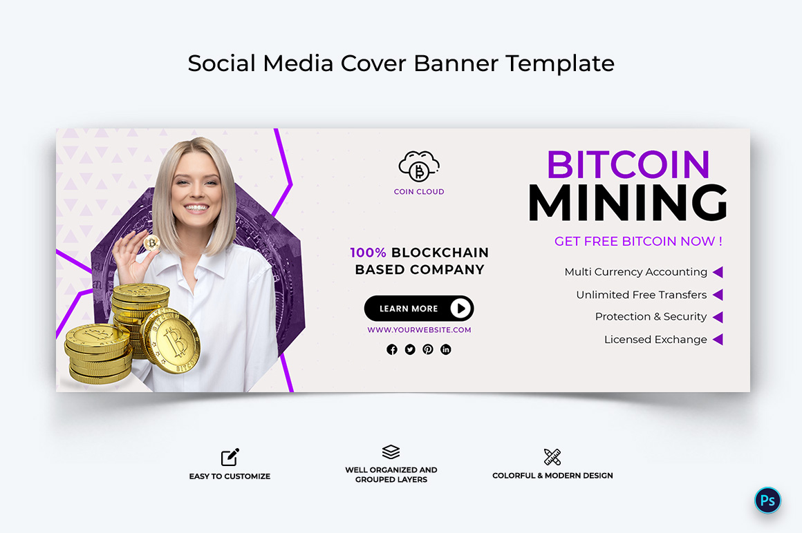 Crypto Currency Facebook Cover Banner Template-35