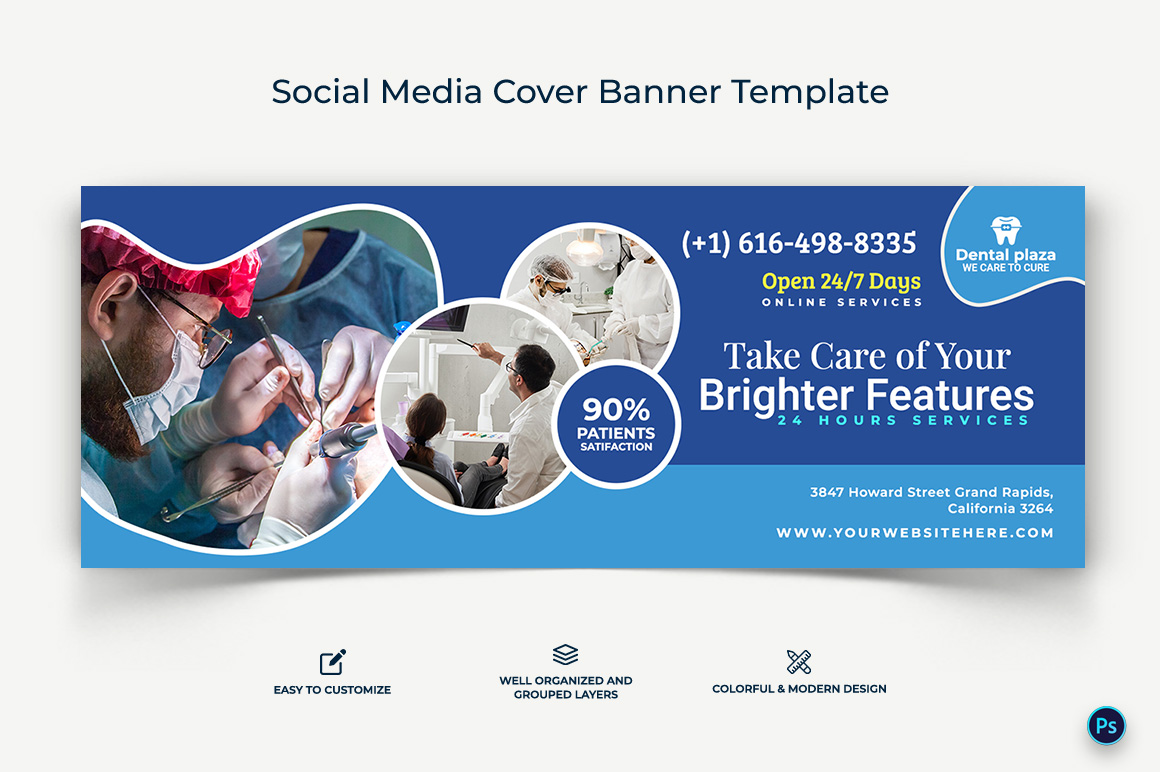 Dental Care Facebook Cover Banner Design Template-01