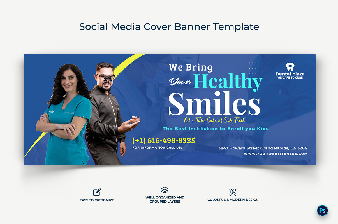 Dental Care Facebook Cover Banner Design Template-03