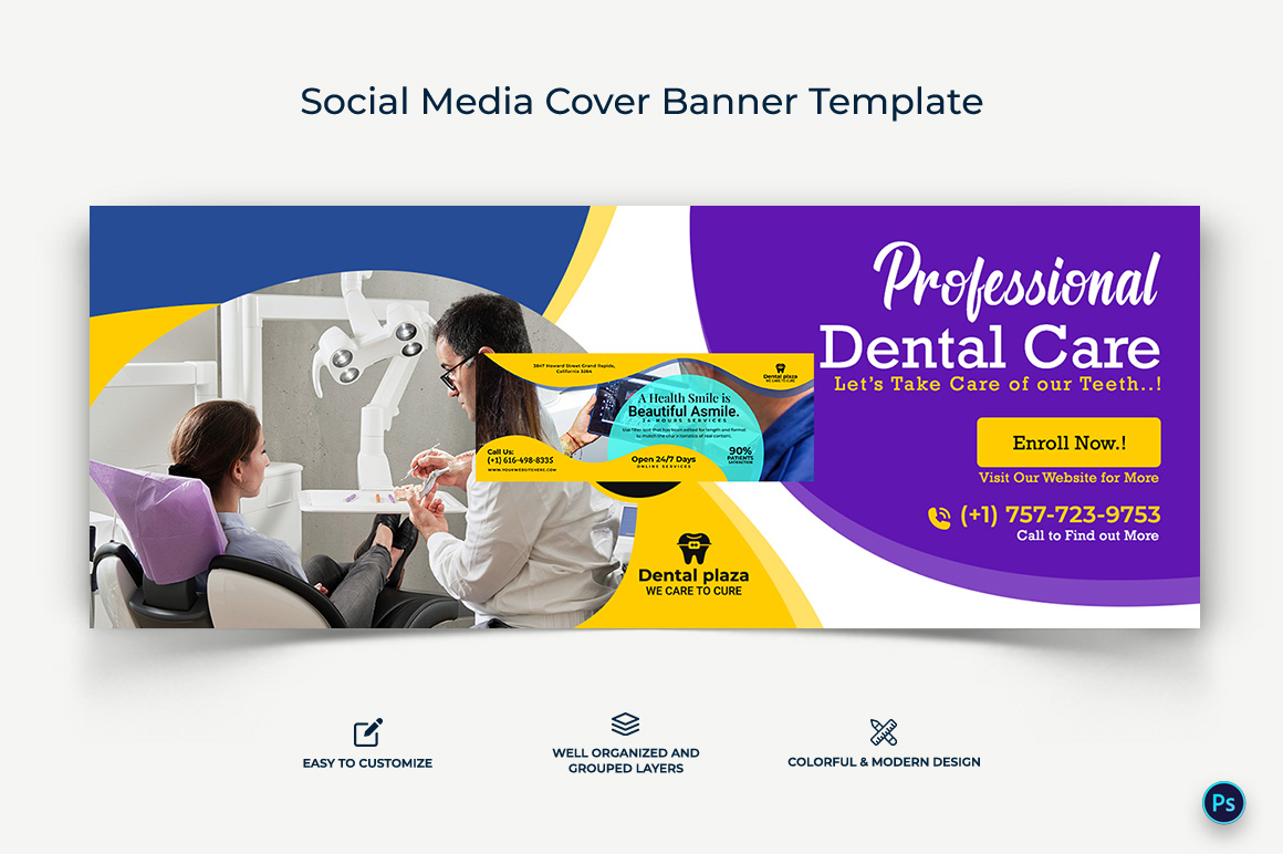 Dental Care Facebook Cover Banner Design Template-05