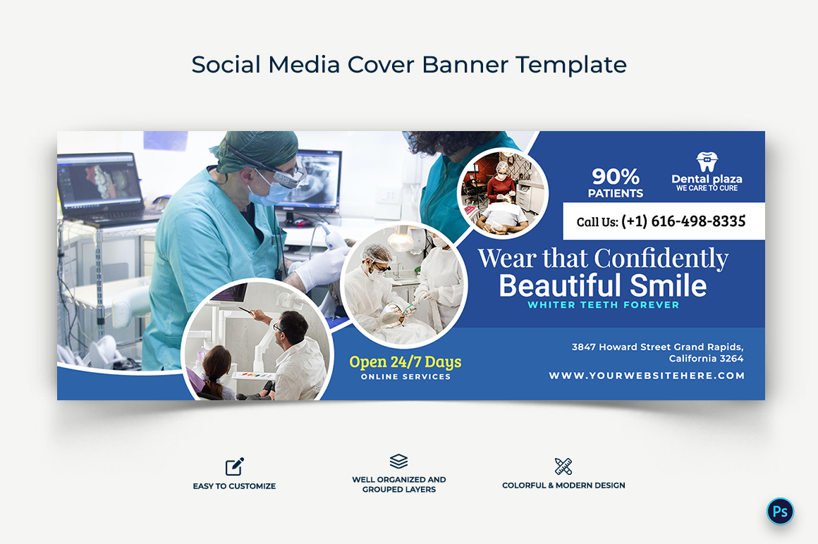 Dental Care Facebook Cover Banner Design Template-06