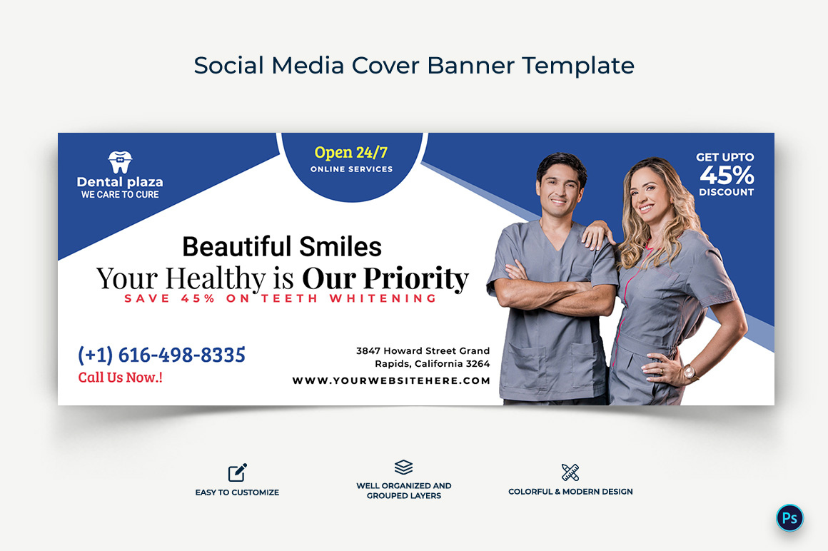 Dental Care Facebook Cover Banner Design Template-08