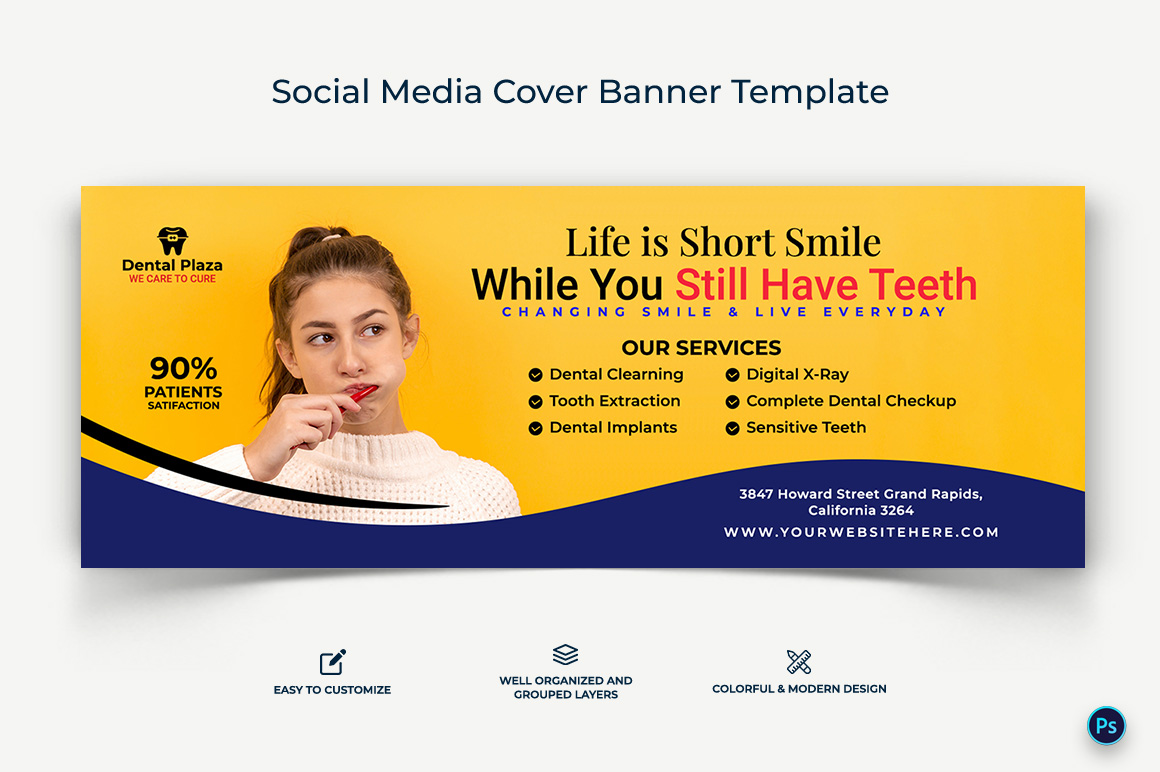 Dental Care Facebook Cover Banner Design Template-09