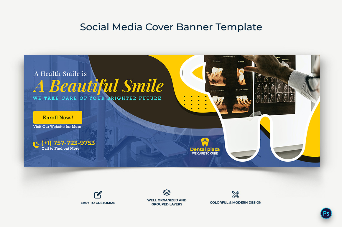 Dental Care Facebook Cover Banner Design Template-10