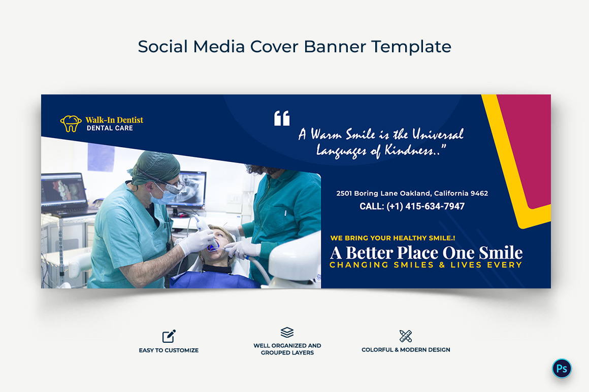 Dental Care Facebook Cover Banner Design Template-16