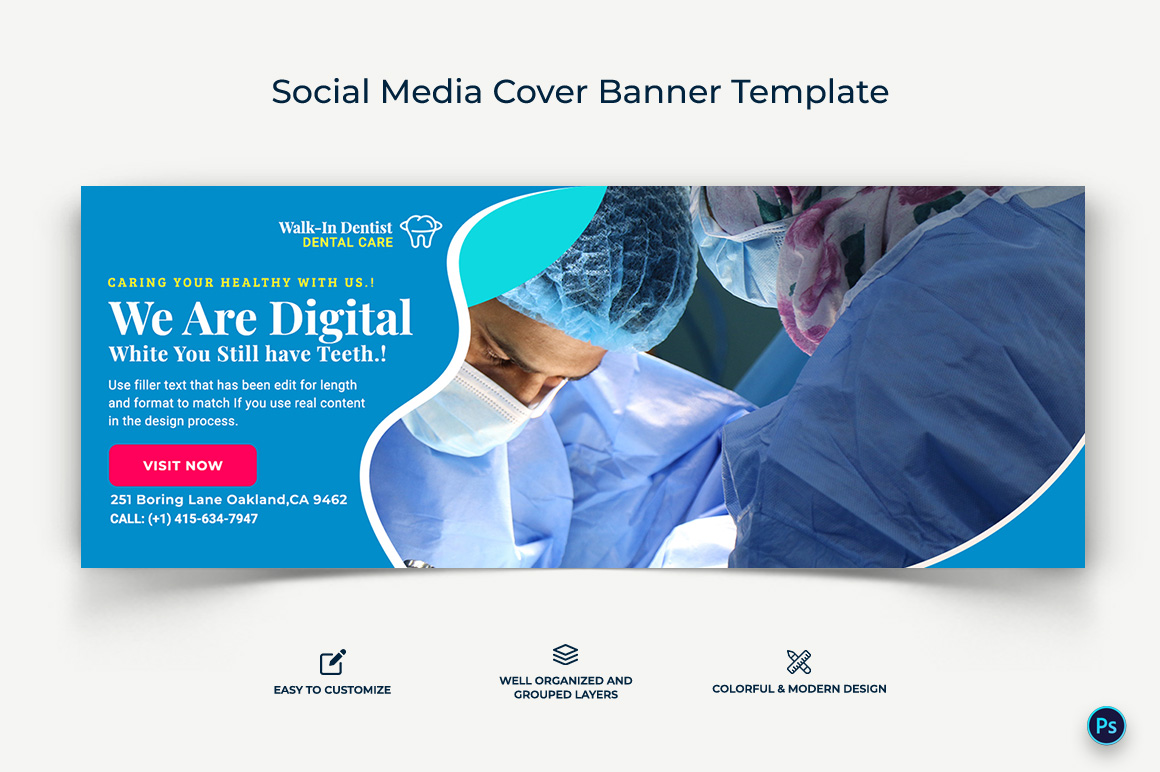 Dental Care Facebook Cover Banner Design Template-19