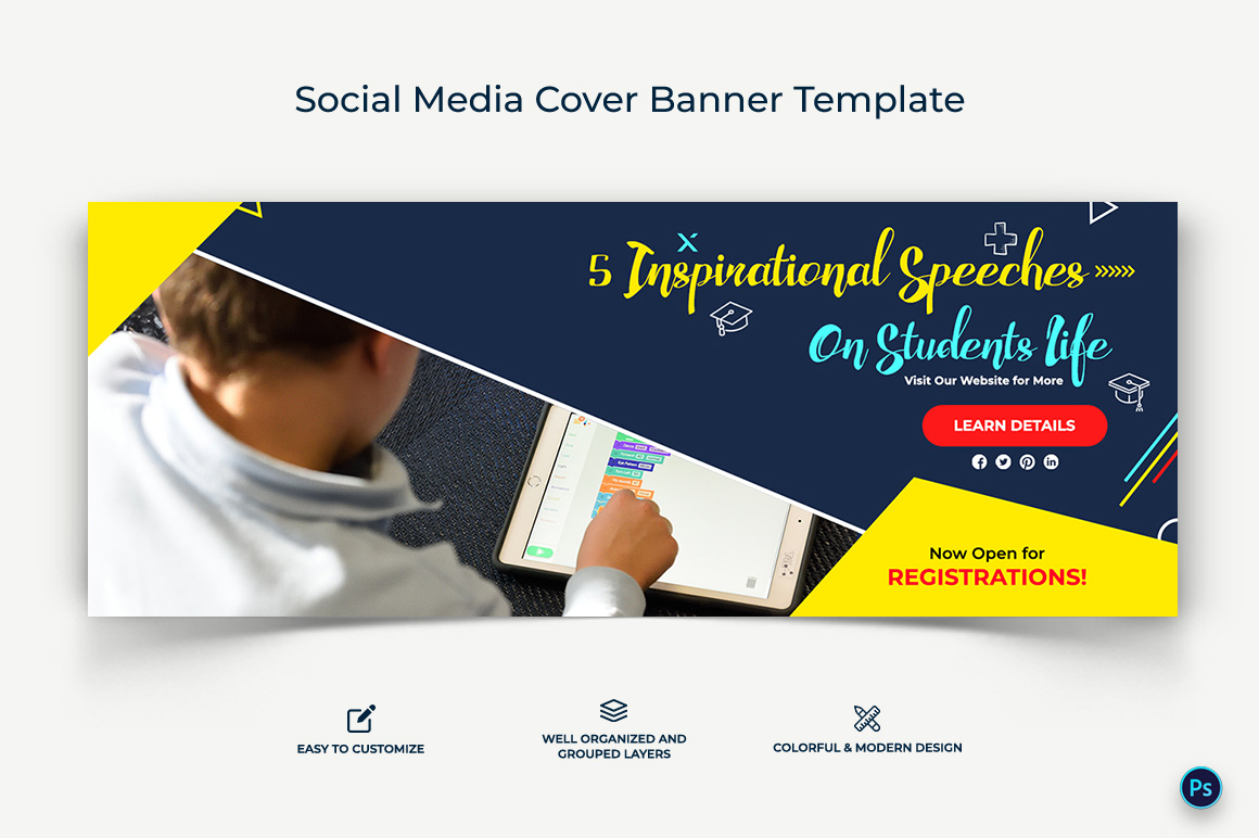 Education Facebook Cover Banner Design Template-12