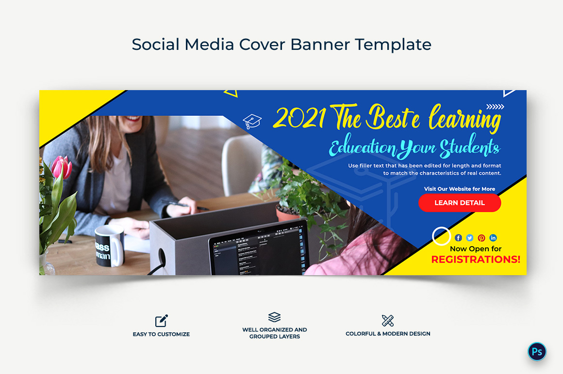 Education Facebook Cover Banner Design Template-13