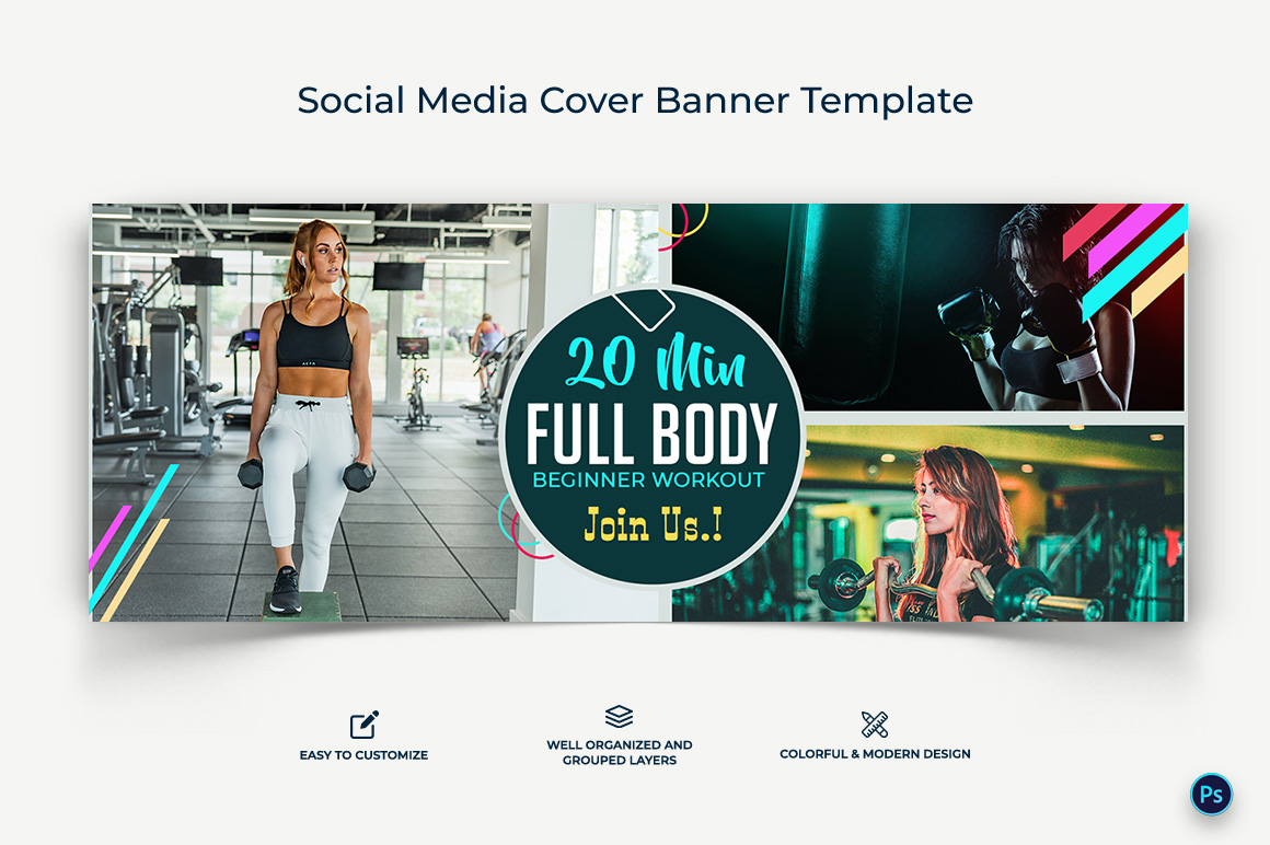 Fitness Facebook Cover Banner Design Template-01