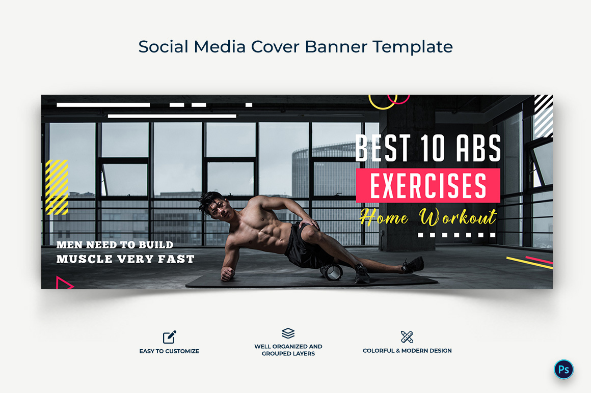 Fitness Facebook Cover Banner Design Template-02