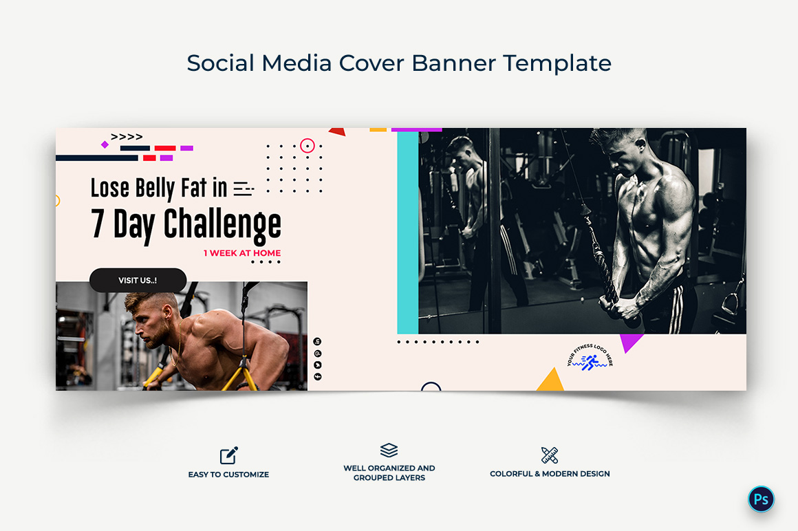 Fitness Facebook Cover Banner Design Template-11