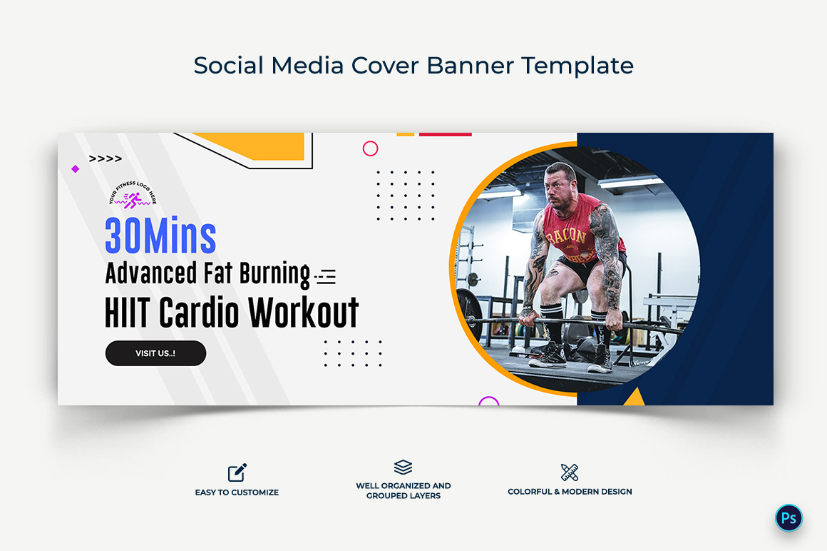 Fitness Facebook Cover Banner Design Template-12