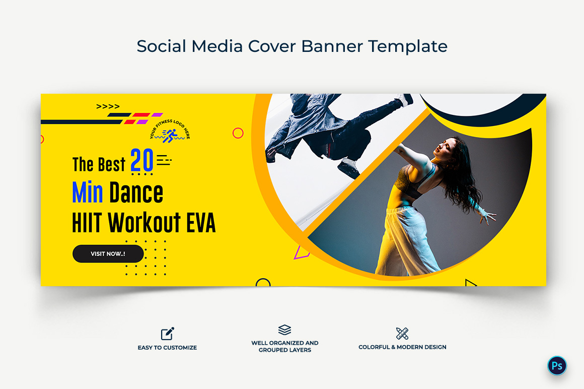 Fitness Facebook Cover Banner Design Template-14