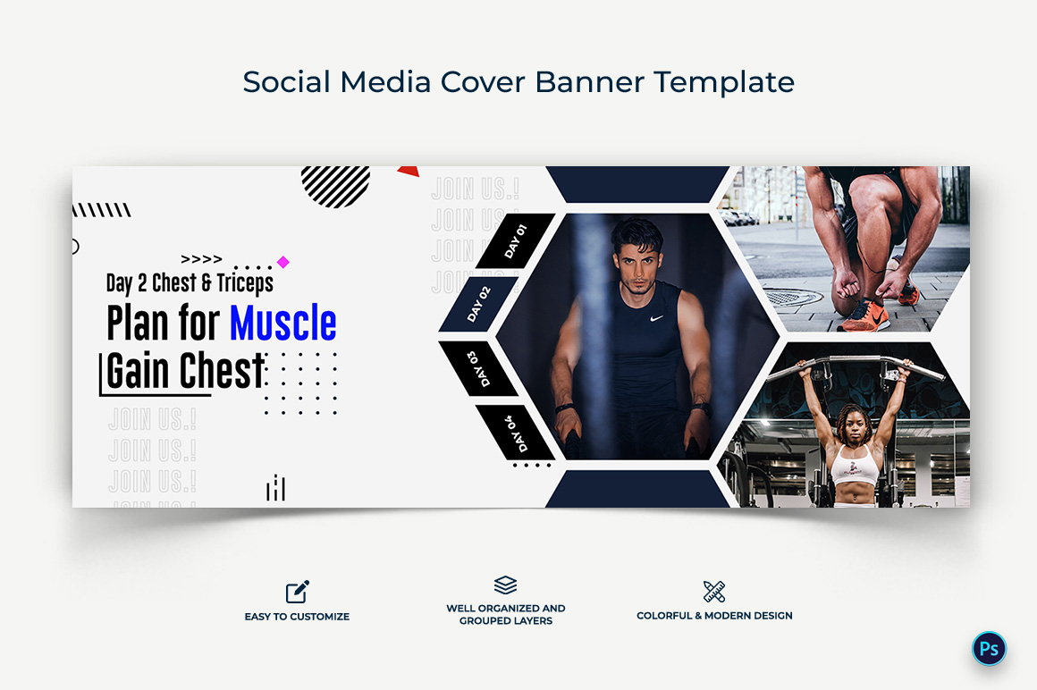 Fitness Facebook Cover Banner Design Template-15