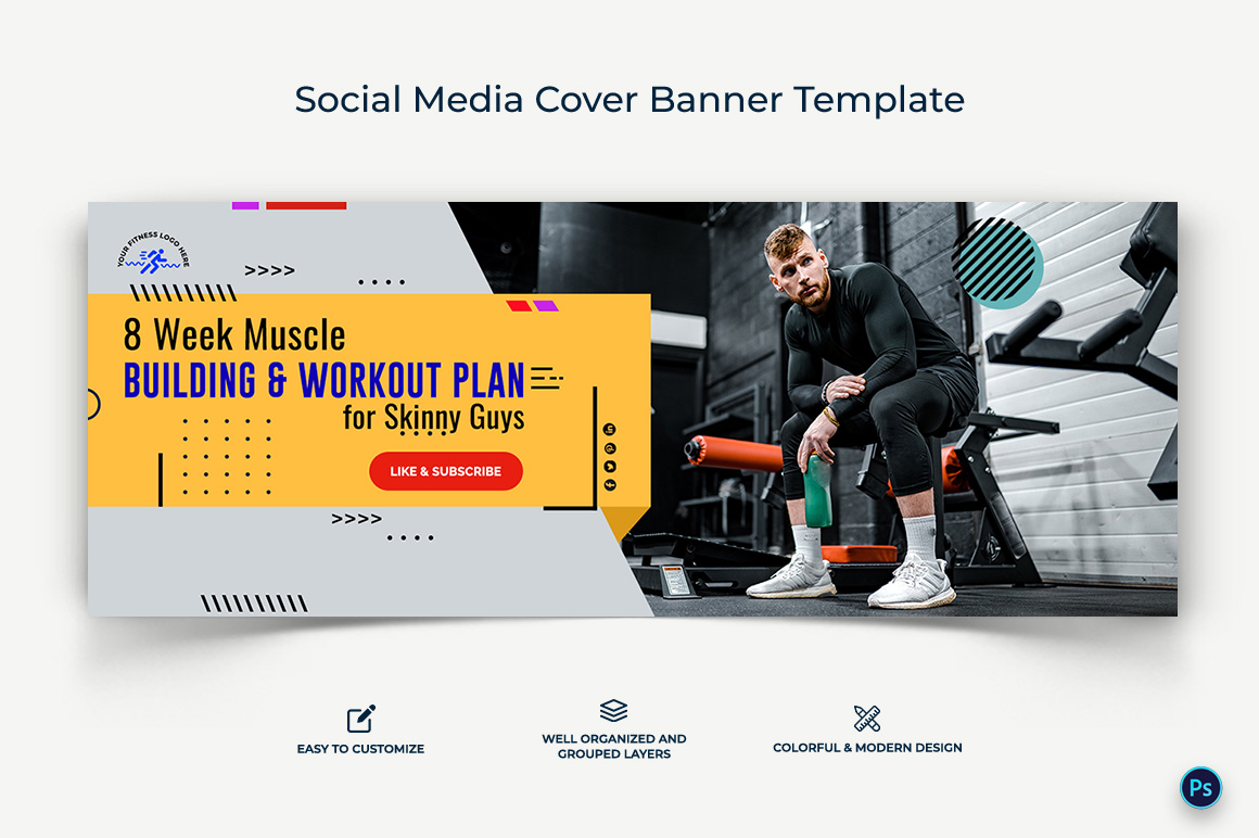 Fitness Facebook Cover Banner Design Template-16