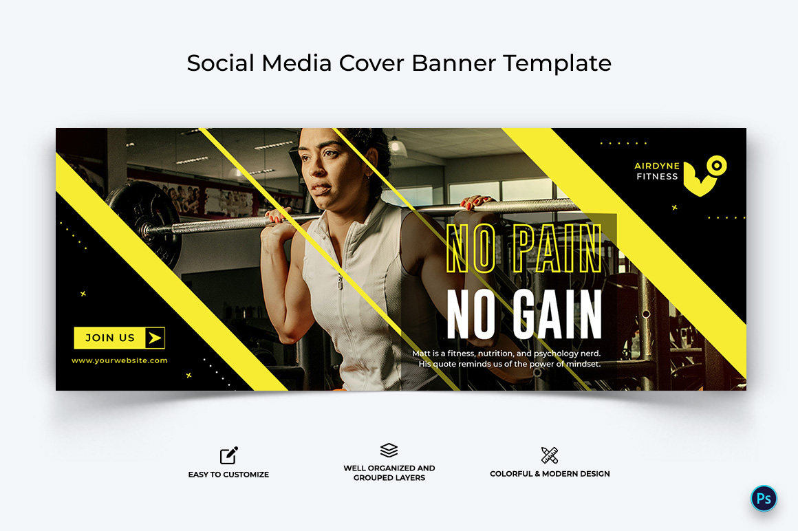 Fitness Facebook Cover Banner Design Template-17