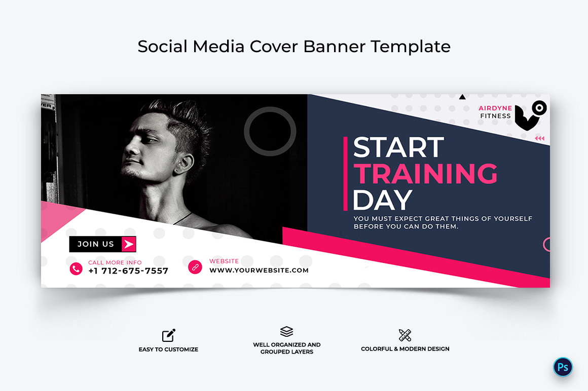 Fitness Facebook Cover Banner Design Template-20