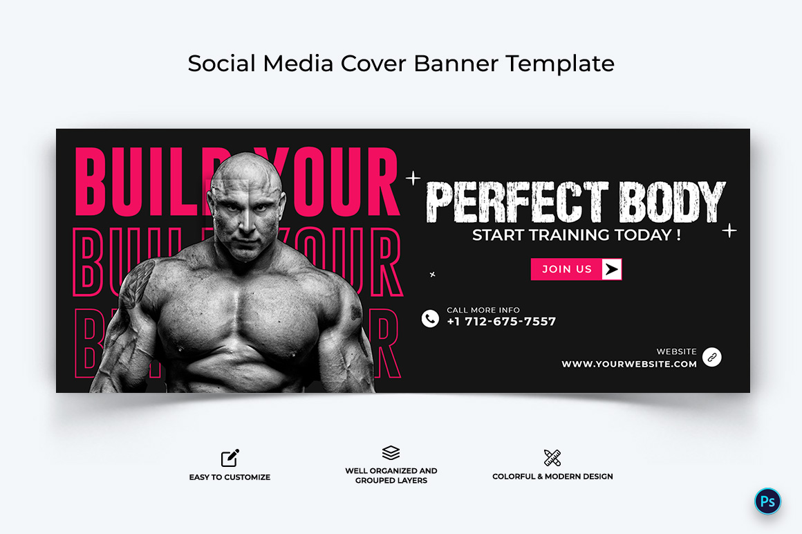 Fitness Facebook Cover Banner Design Template-22