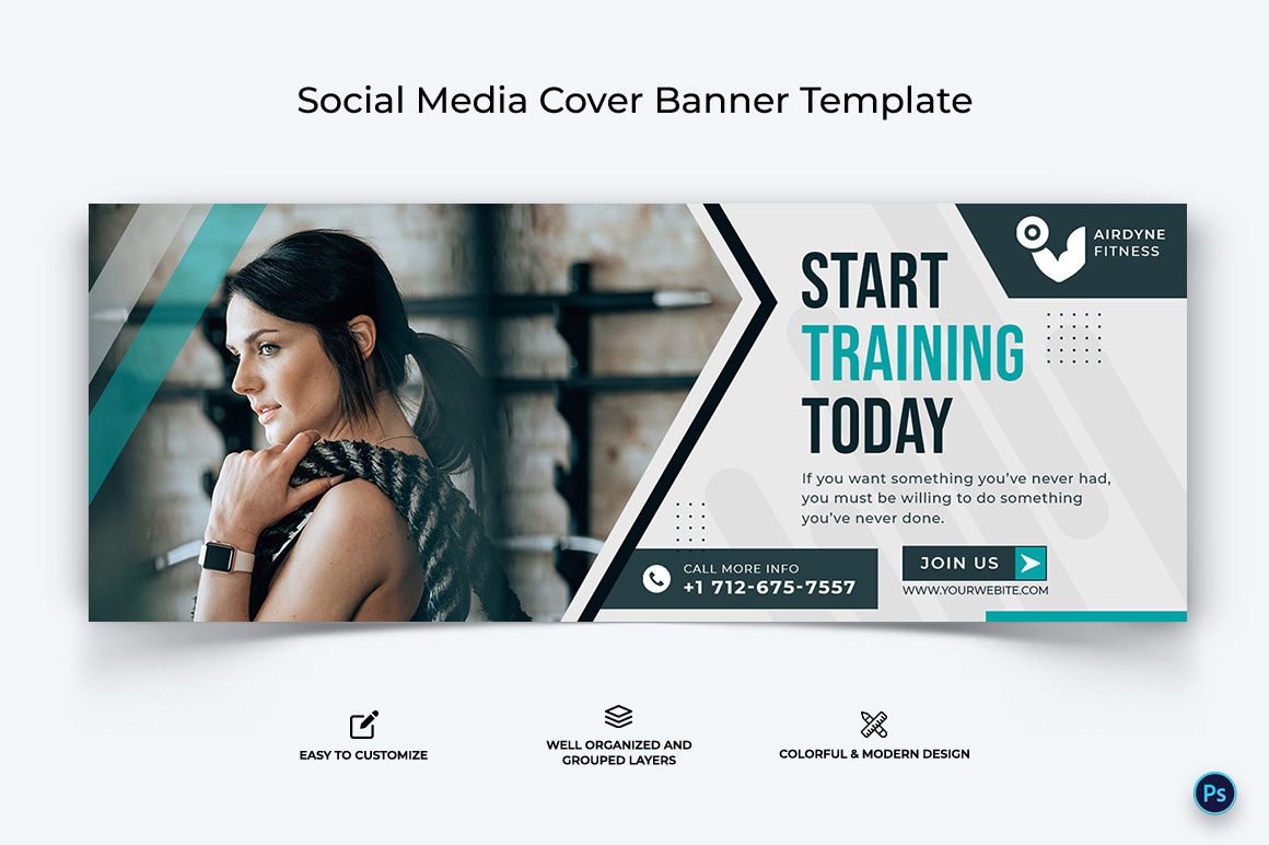 Fitness Facebook Cover Banner Design Template-23