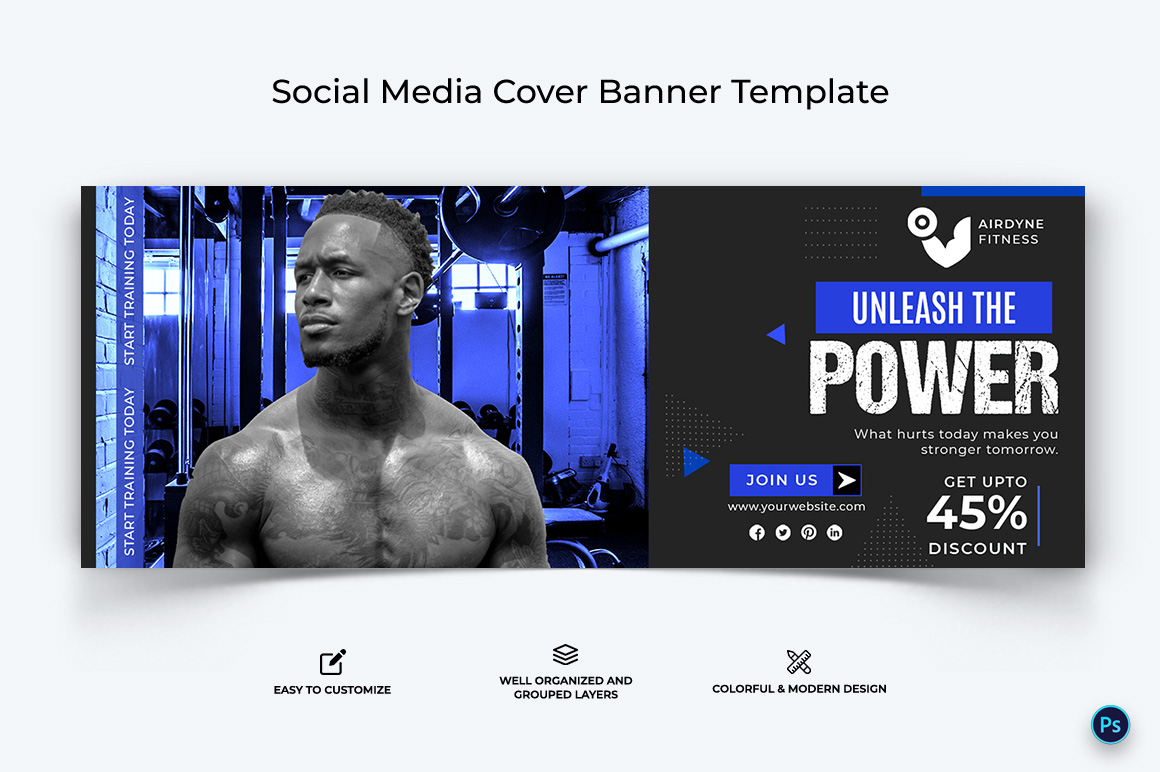 Fitness Facebook Cover Banner Design Template-24