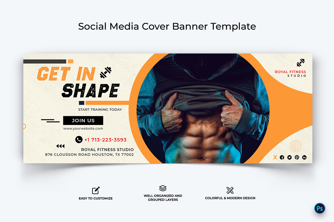 Fitness Facebook Cover Banner Design Template-26