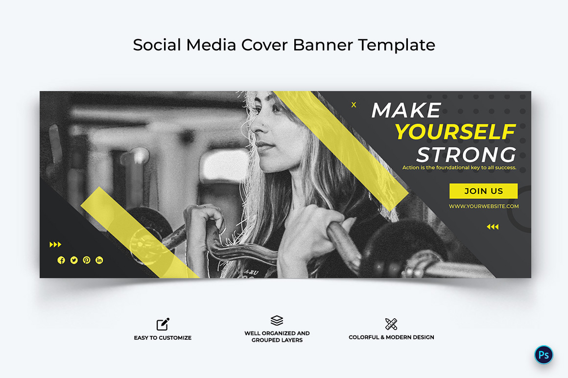 Fitness Facebook Cover Banner Design Template-29