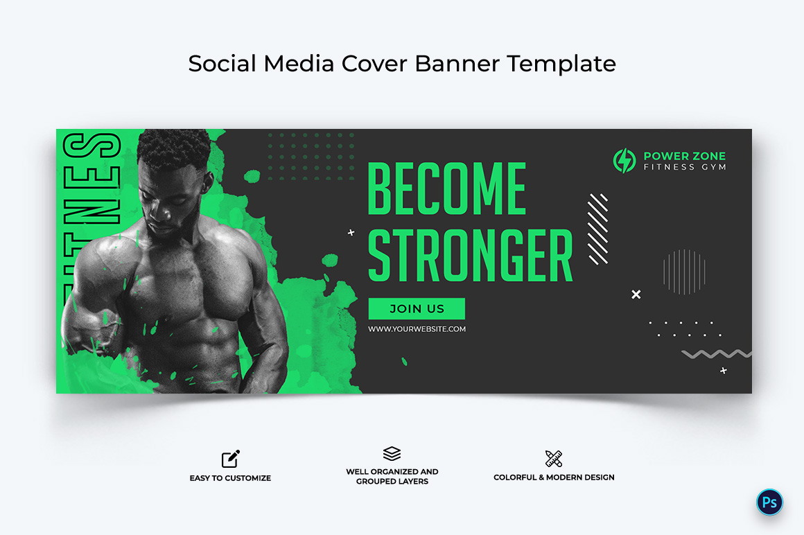 Fitness Facebook Cover Banner Design Template-32