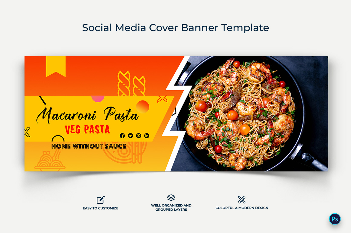 Food and Restaurant Facebook Cover Banner Design Template-02