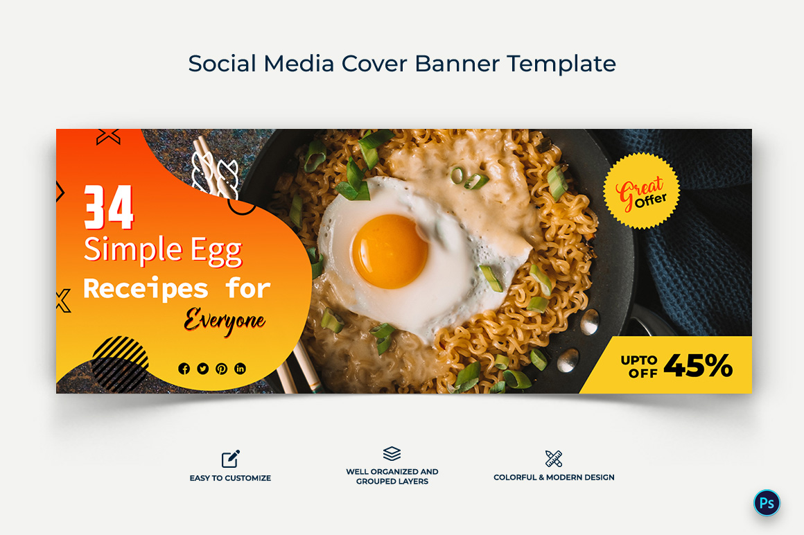 Food and Restaurant Facebook Cover Banner Design Template-03