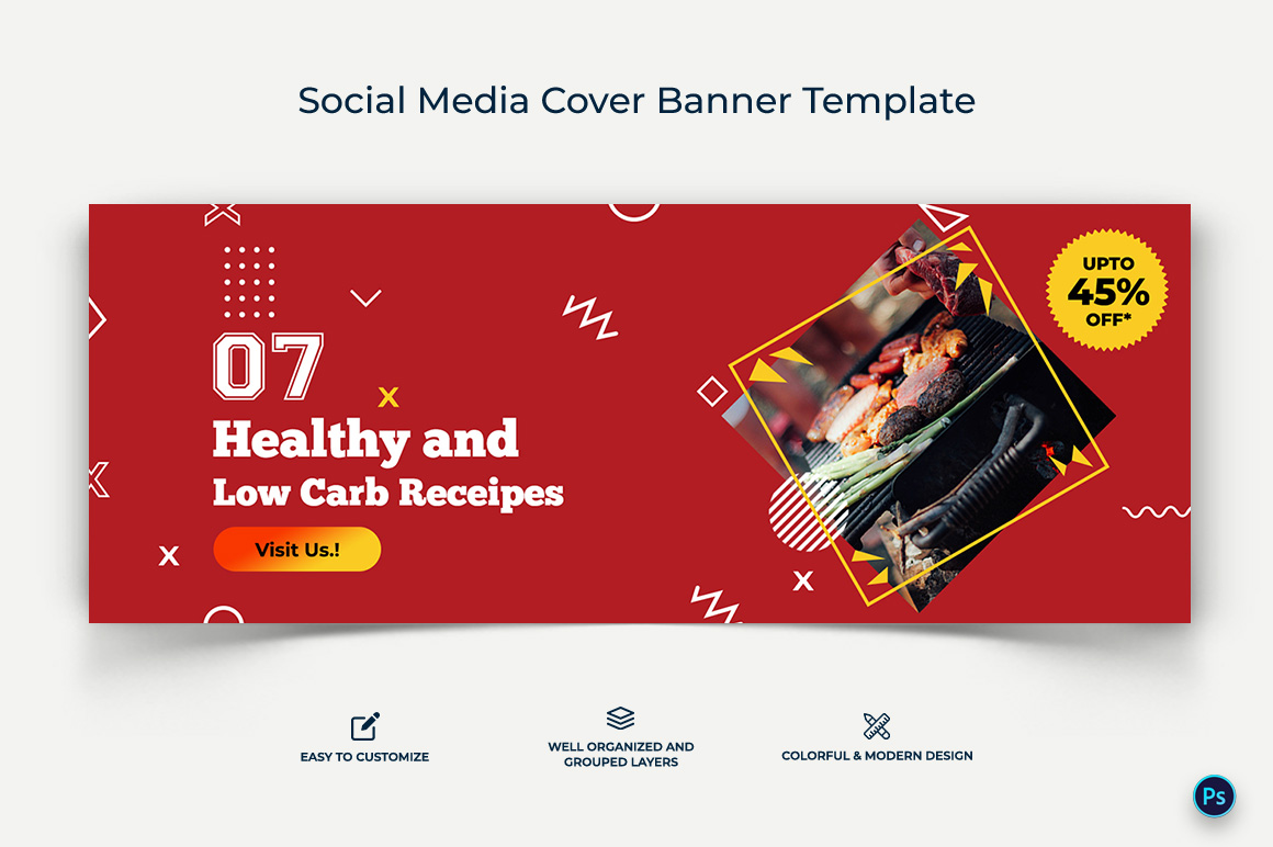 Food and Restaurant Facebook Cover Banner Design Template-04