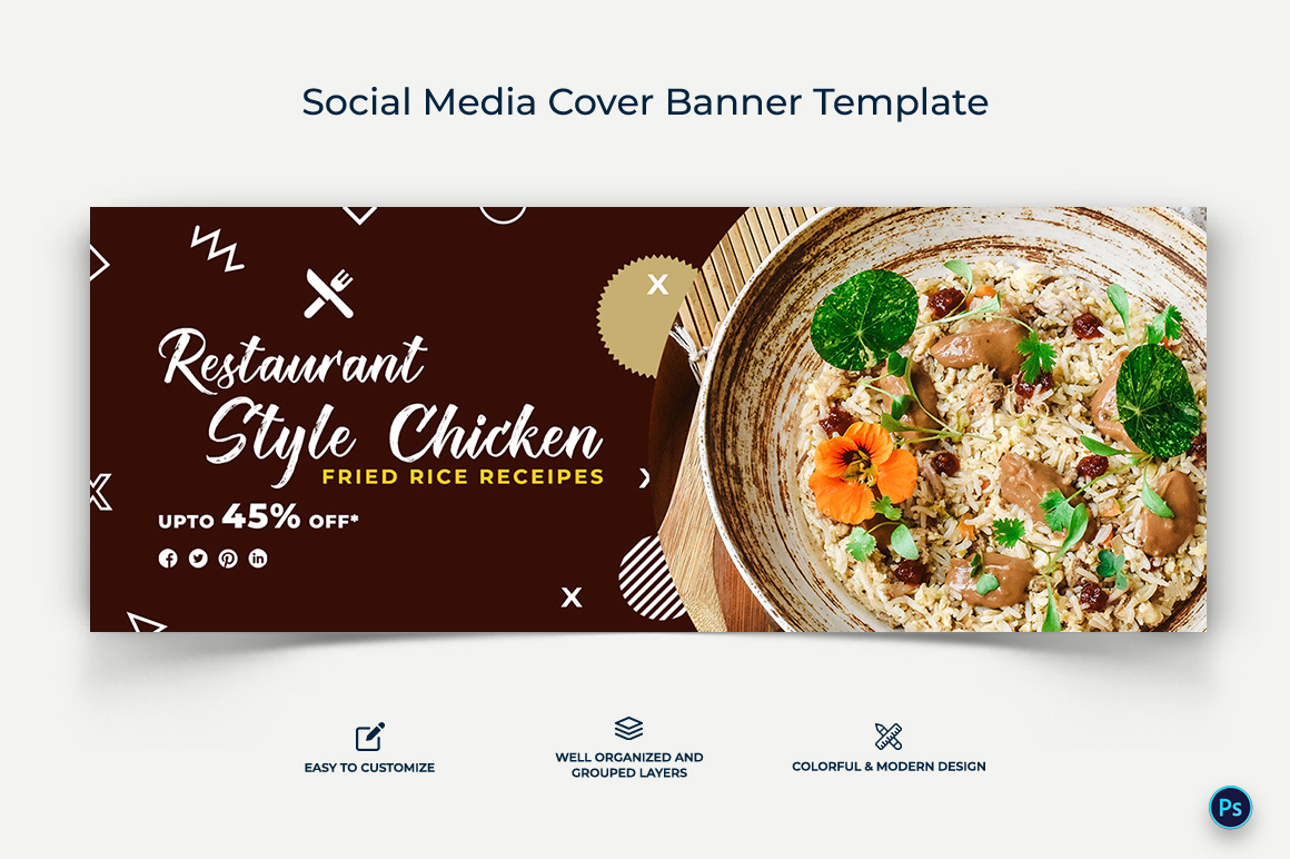 Food and Restaurant Facebook Cover Banner Design Template-05