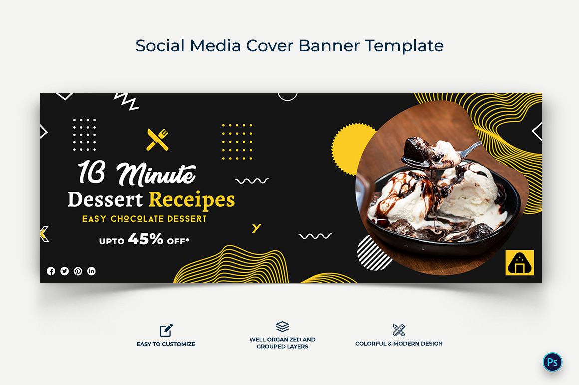 Food and Restaurant Facebook Cover Banner Design Template-06