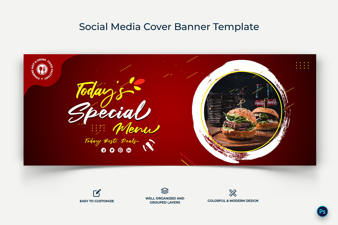 Food and Restaurant Facebook Cover Banner Design Template-08