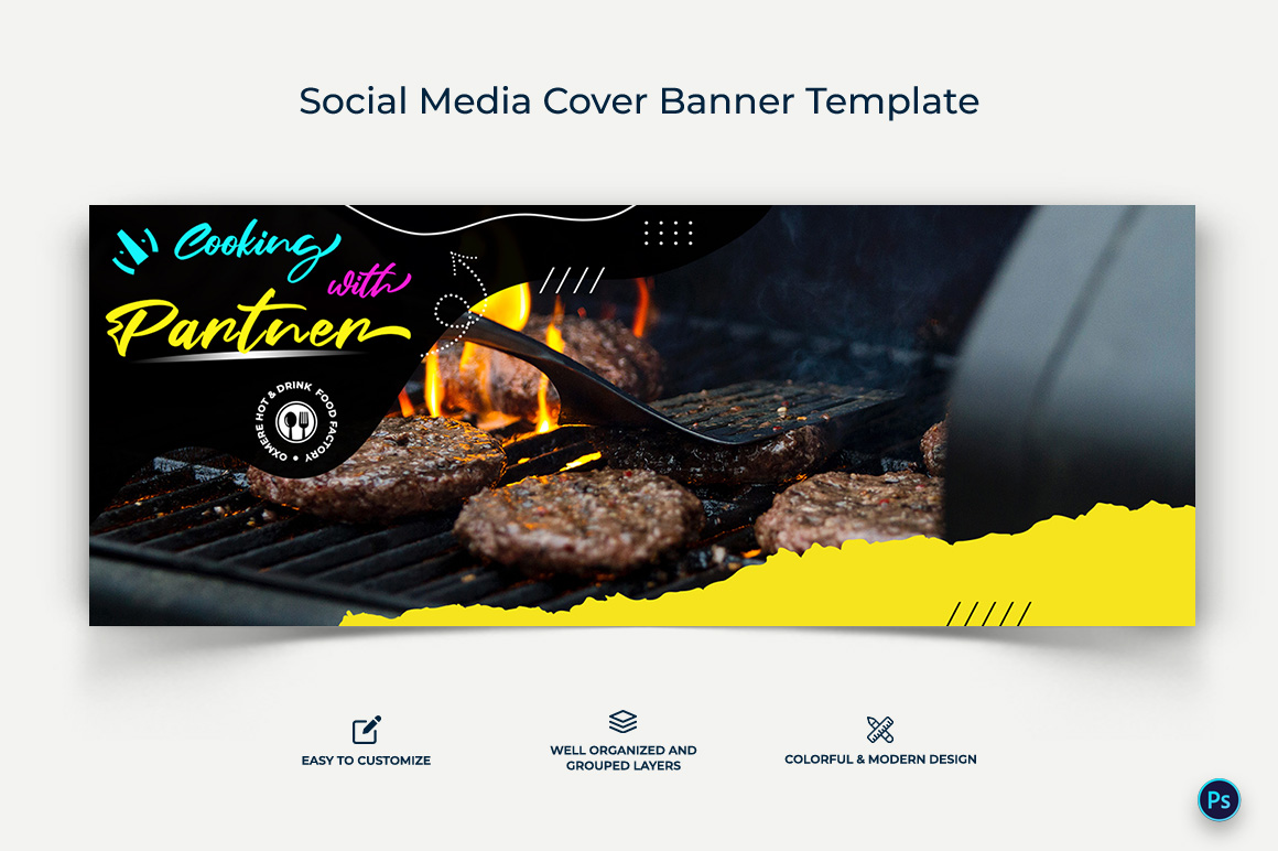 Food and Restaurant Facebook Cover Banner Design Template-09