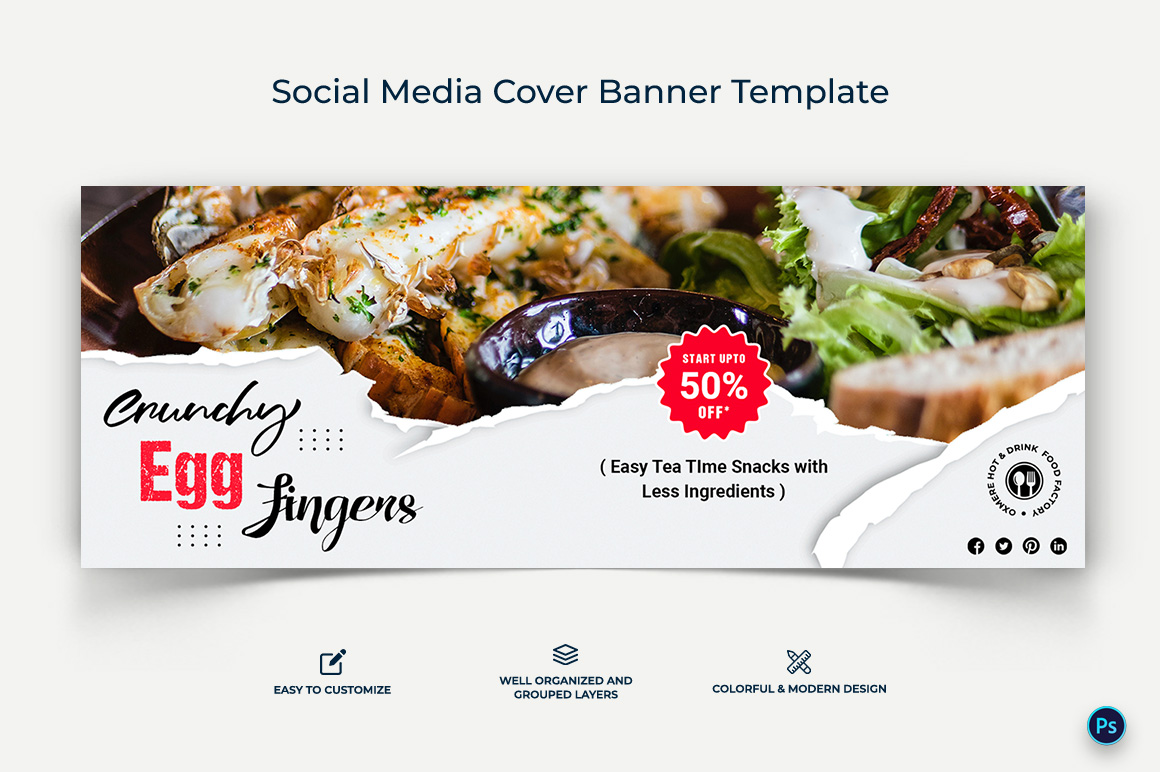 Food and Restaurant Facebook Cover Banner Design Template-10