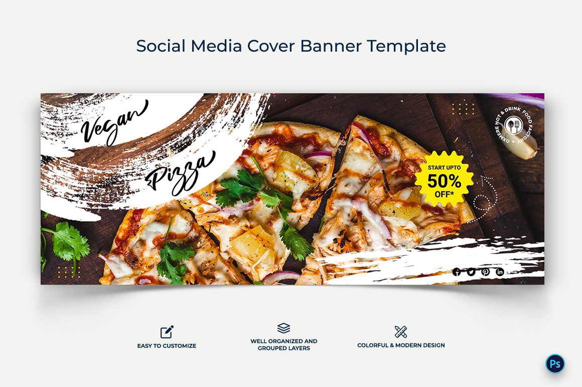 Food and Restaurant Facebook Cover Banner Design Template-13