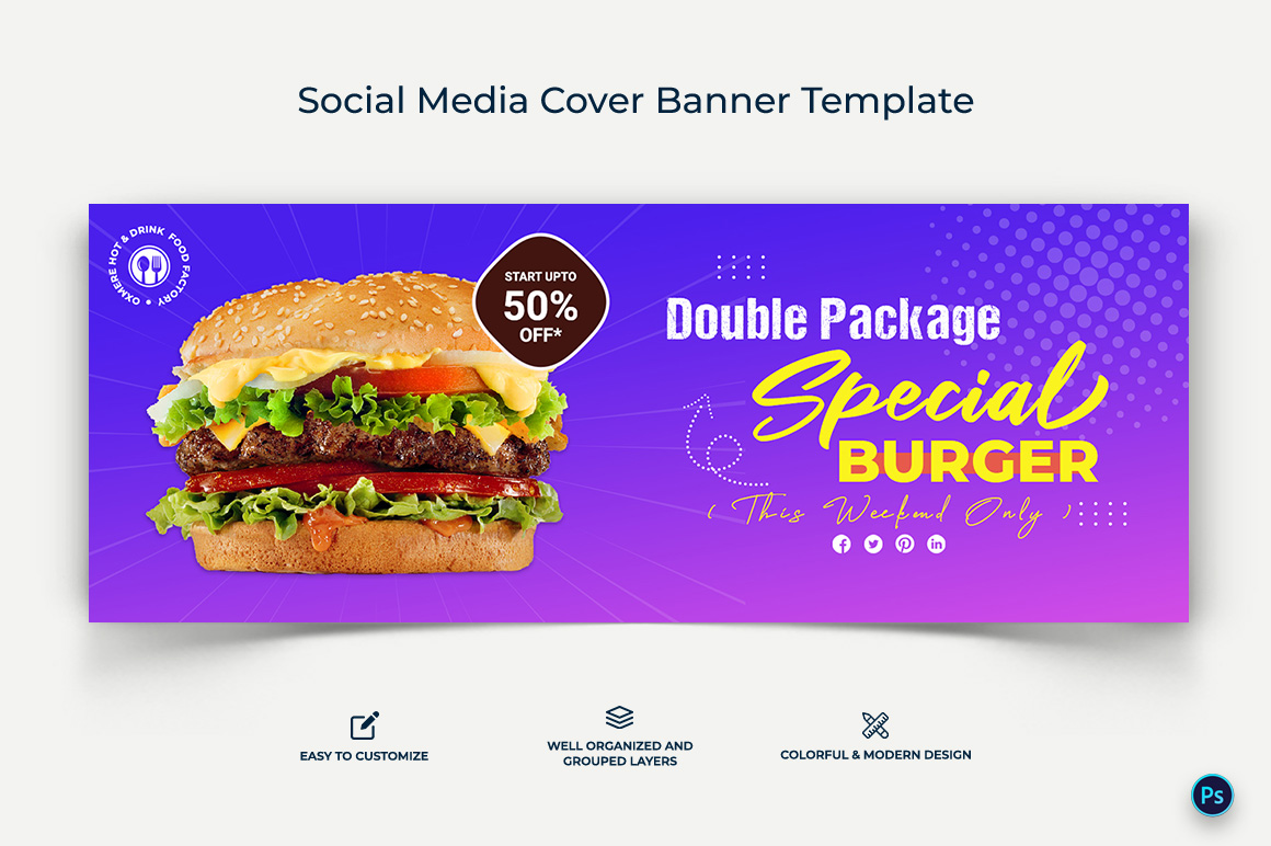 Food and Restaurant Facebook Cover Banner Design Template-14