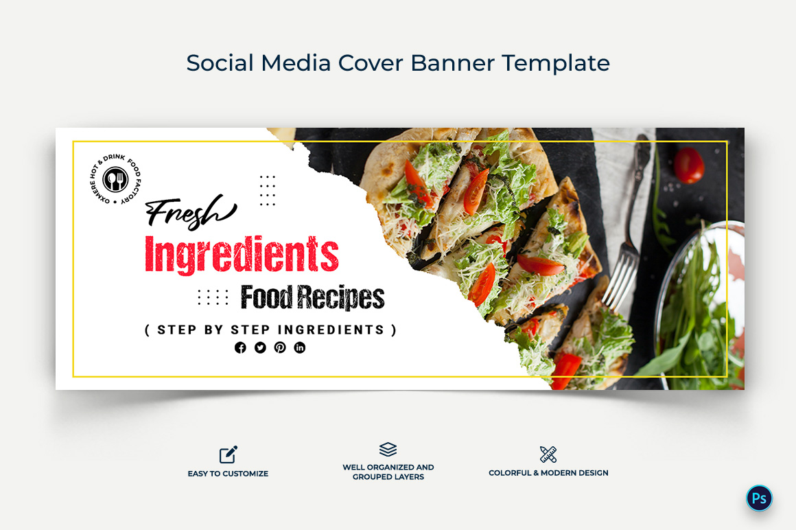 Food and Restaurant Facebook Cover Banner Design Template-15