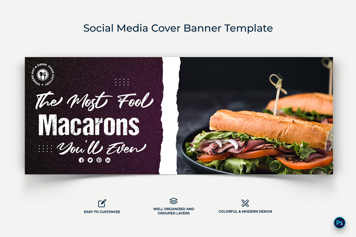 Food and Restaurant Facebook Cover Banner Design Template-16