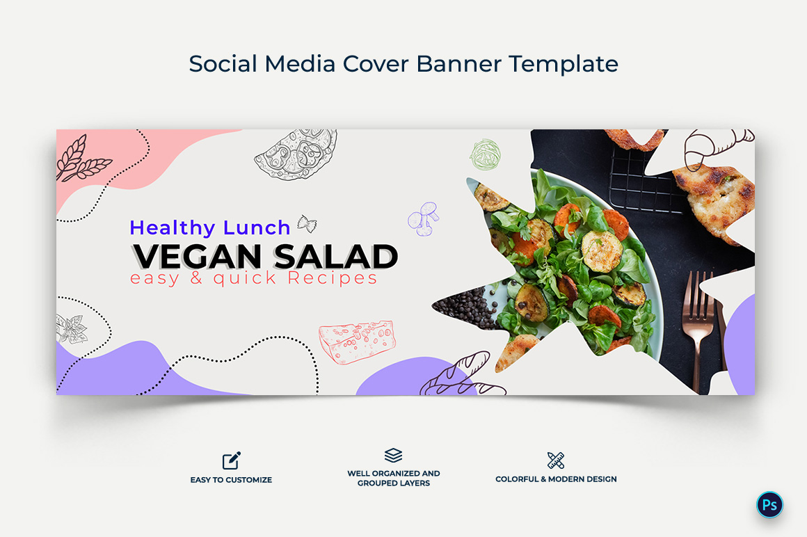 Food and Restaurant Facebook Cover Banner Design Template-18