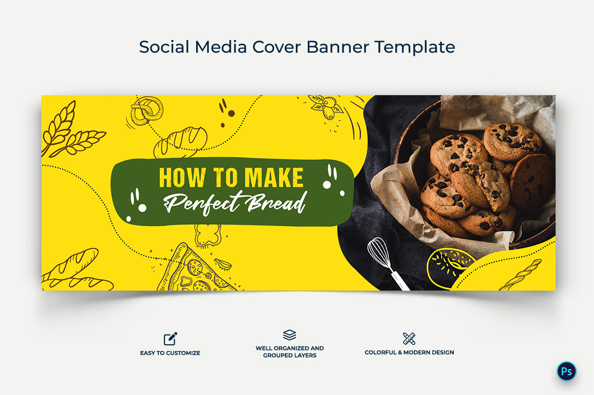 Food and Restaurant Facebook Cover Banner Design Template-19