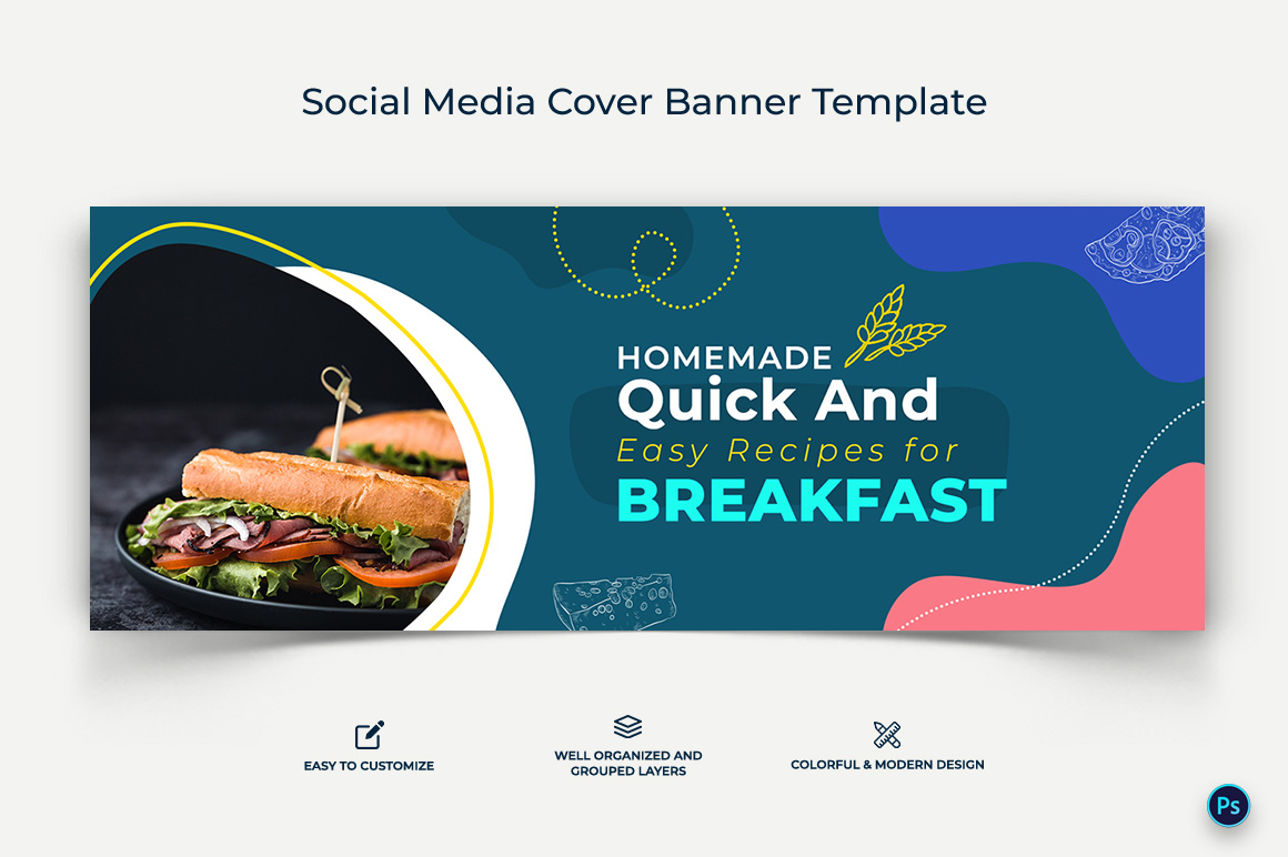 Food and Restaurant Facebook Cover Banner Design Template-20