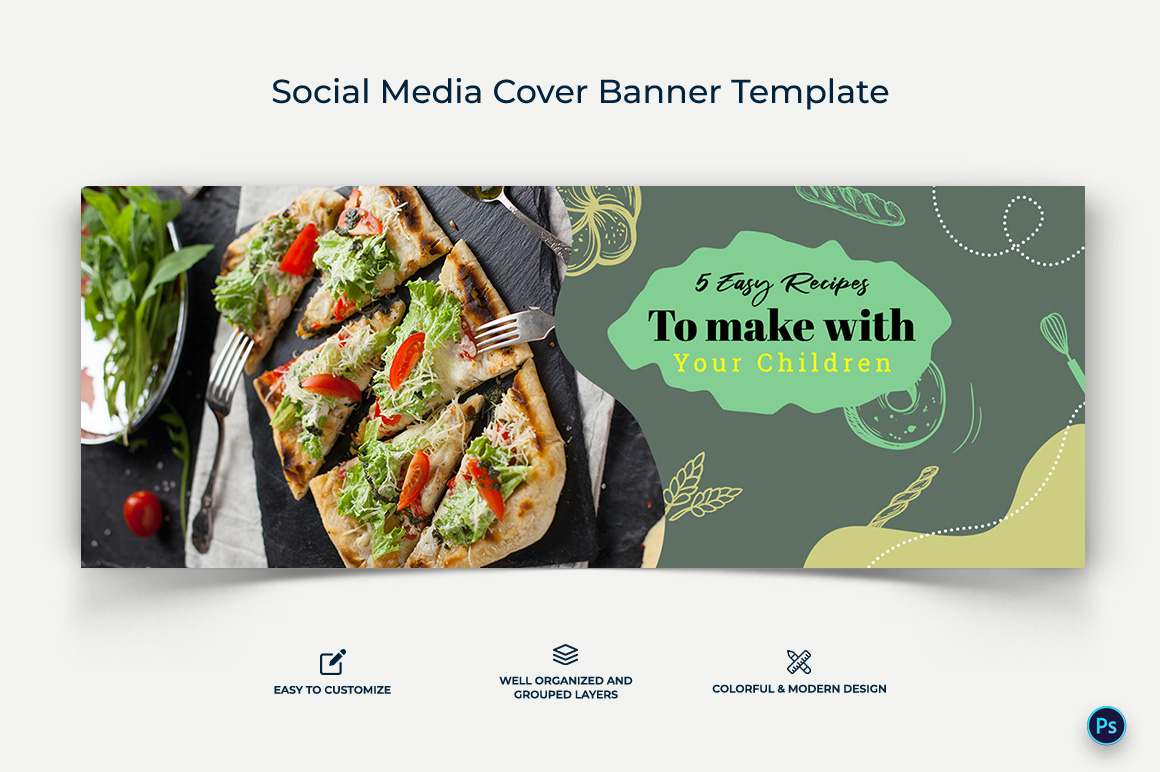 Food and Restaurant Facebook Cover Banner Design Template-21