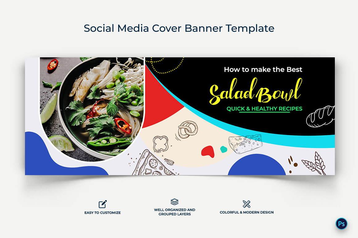 Food and Restaurant Facebook Cover Banner Design Template-22