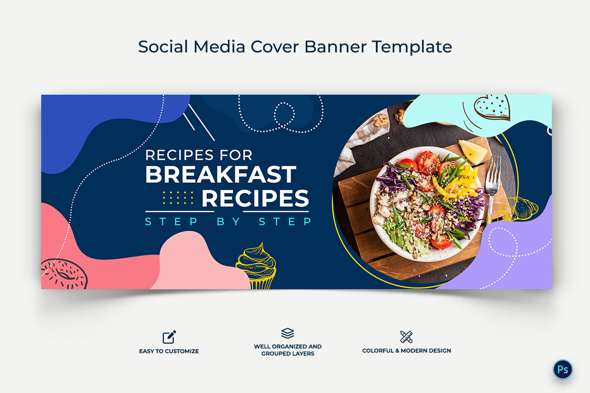 Food and Restaurant Facebook Cover Banner Design Template-24