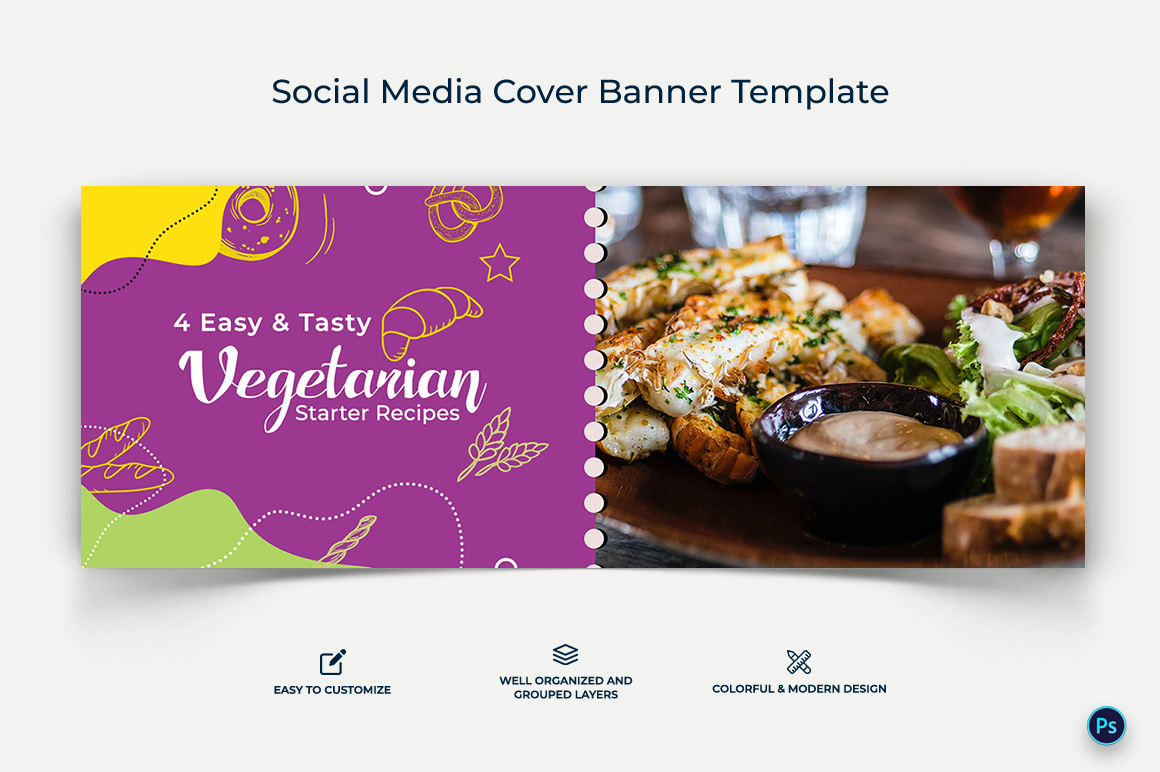 Food and Restaurant Facebook Cover Banner Design Template-25